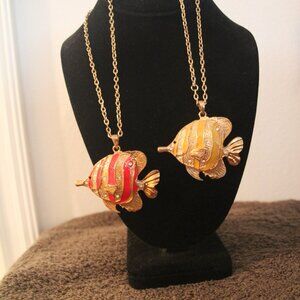 Fish, enameled necklaces 2 for one price.  Like new.